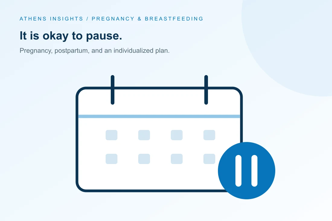 An appointment calendar with a pause symbol for pregnancy treatment planning